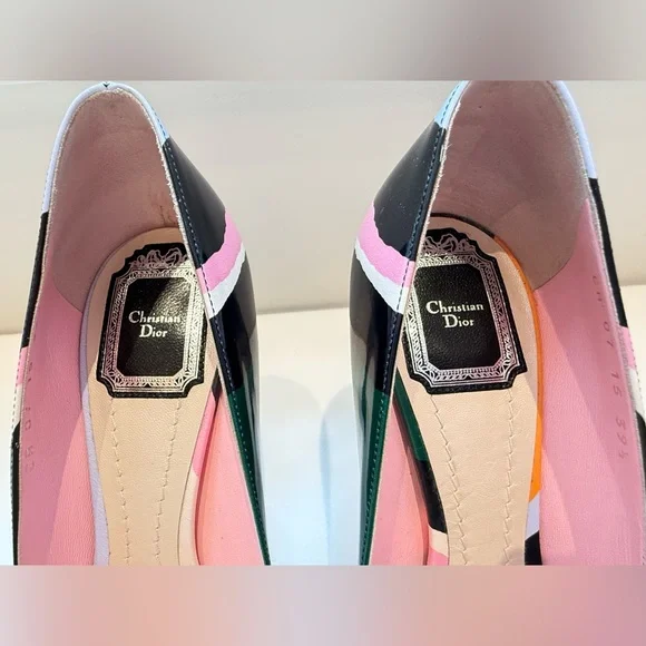 DIOR Christian Dior Pink ,Orange,green Black high Heels SHOES SIZE 39,5 -US 9,5 - Picture 8 of 17